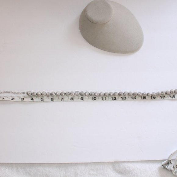 NWOT Cara NY Crystal Pave Beaded Necklace Silver - Picture 12 of 15
